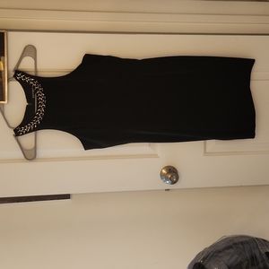 Express black sheath jewel embroidered crew neck sleeveless dress size 6